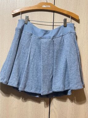 Sundays Light Blue Textured Pleated Skater Skirt Skort